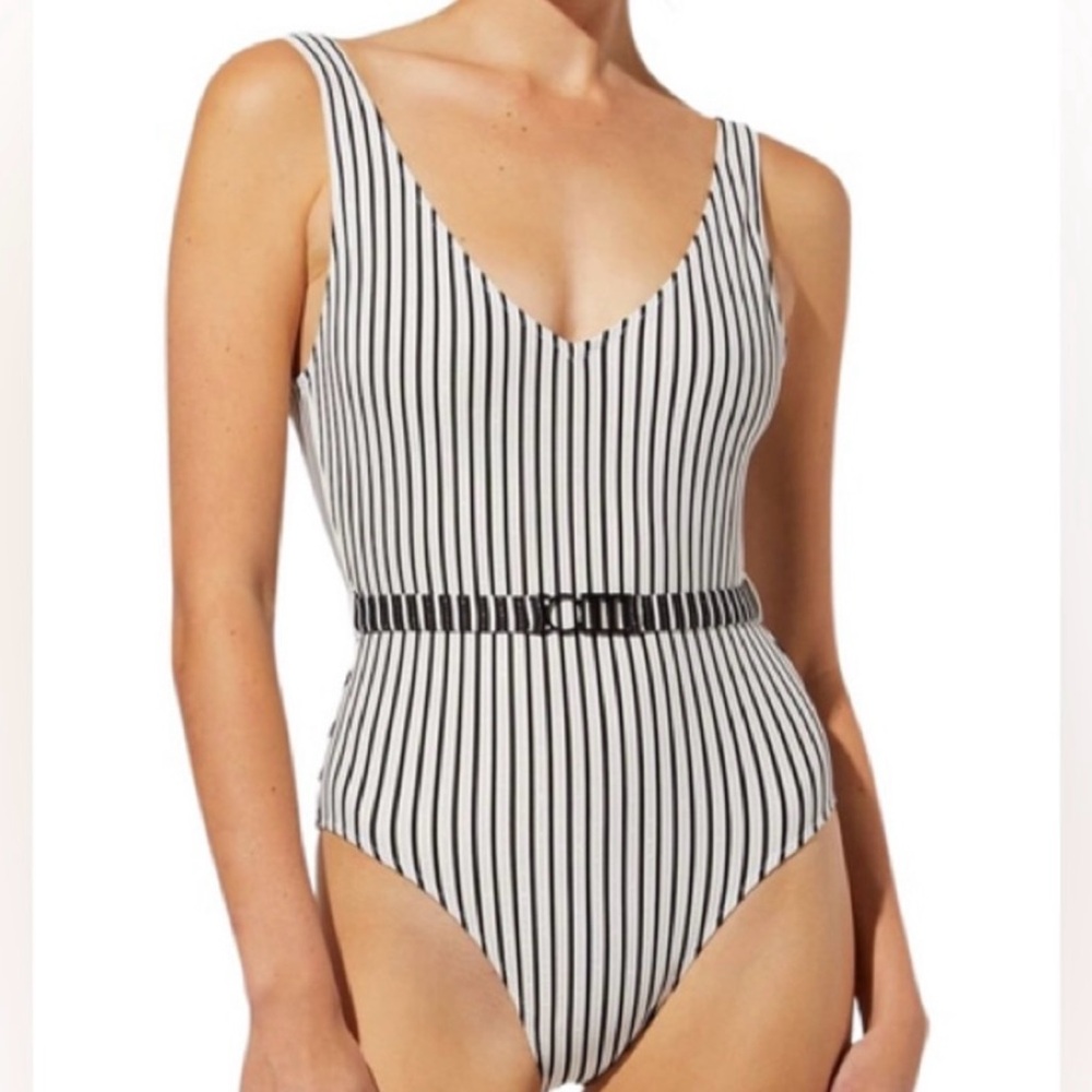 Solid & Striped Black and White Swimsuit